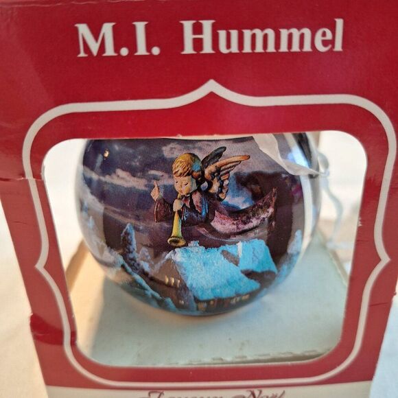 Vintage 1990 Hummel Glass Christmas Ornament Flying Angel 8th Annual Edition - Picture 3 of 6